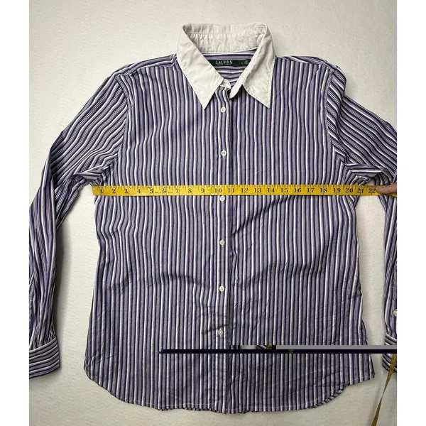 Lauren Ralph Lauren Womens Sz L Purple White Striped Preppy Corporate Chic Work - Image 3