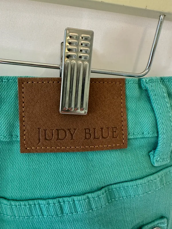 Judy Blue Shorts Womens Large Sienna Aquamarine Frayed Hem - Image 2
