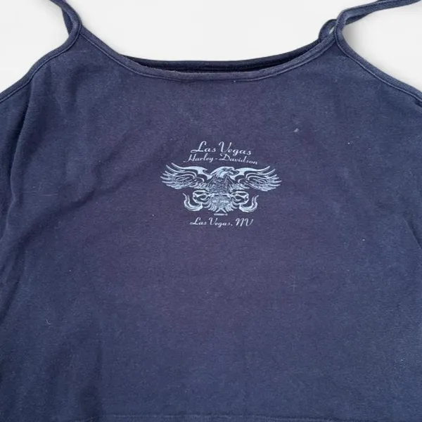 2000s Harley-Davidson‎ Rhinestone Skull Cami Tank Top Las Vegas Y2K - Image 4