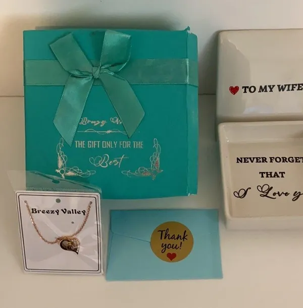 Breezy Valley To My Wife Ceramic Box & I Love You Heart Necklace In Gift Box NWT - Image 16