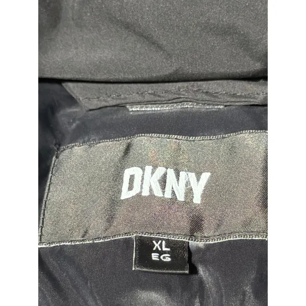 DKNY Womens‎ Long Puffer Parka Jacket Hooded Black Quilted Winter Coat XLarge XL - Image 4