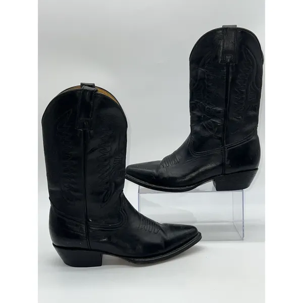 Pistolero Black All Leather Embroidered Cowboy Boots Women's Sz 24.5-7.5/Men 5.5 - Image 4