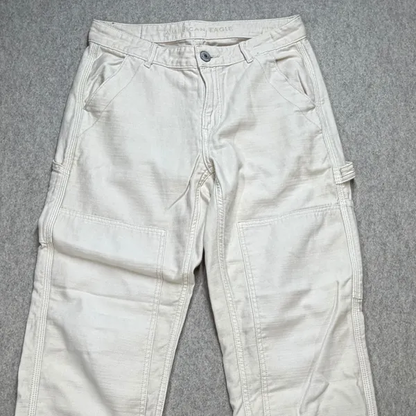 American‎ Eagle Womens Cream Off-White Double Knee Carpenter Utility Pants Sz 4 - Image 3