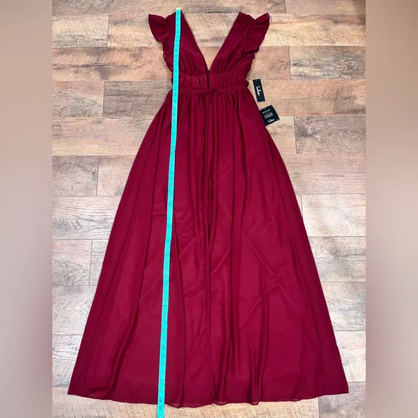 NWT Lulus I’m All Yours Burgundy Ruffle Maxi Dress - Image 9