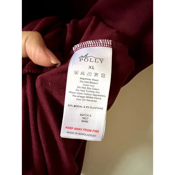 Oh Polly Ainslee Modal Square-Neck Bodycon Midi Dress in Wine Size XL - Image 8