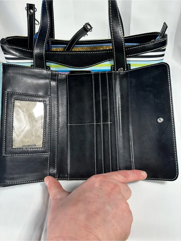 3piece Vintage kate spade Multicolor Stripe Tote w/ Wallet and checkbook holder - Image 7