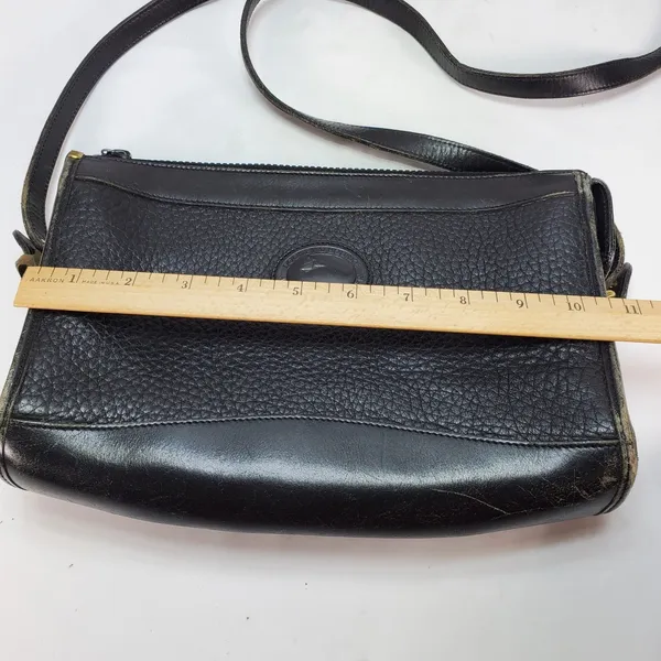 Dooney & Bourke Crossbody Bag Black‎ All Weather Leather Vintage USA Brass - Image 10