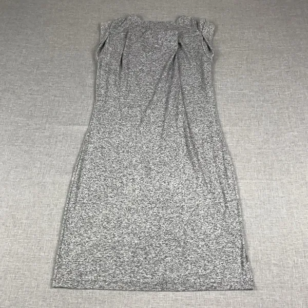 Athleta Dress Womens Small Gray Jersey Sheath Pleated Cap Sleeve Knee Length - Image 6