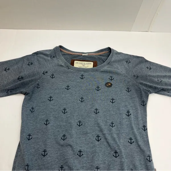 Naketano The Poet’s Choice Womens Crewneck Sweatshirt Medium Blue‎ Anchor *FLAW - Image 8