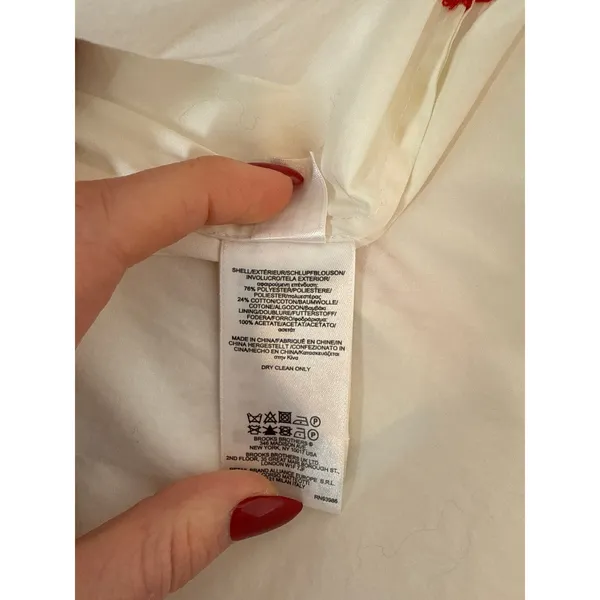 Brooks Brothers White Embroidered Midi Shift Dress Tie Neck Casual Beachy Size 4 - Image 6