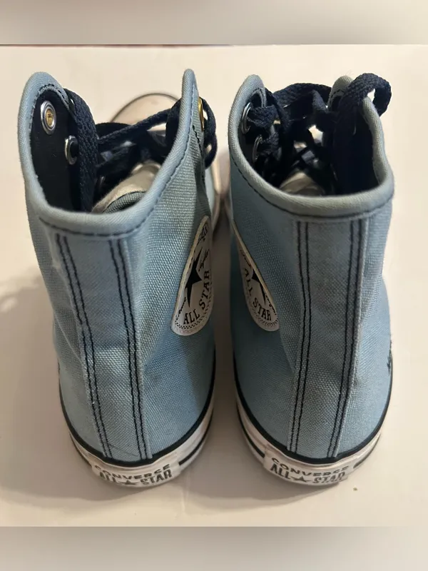 Converse High-Top Sneakers in Light Blue, Navy, and White - Image 3