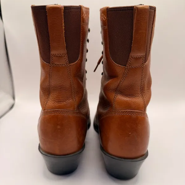 Ariat Heritage Lacer Womens Cognac Brown Leather Western Lace Up Boots Kiltie 7B - Image 3
