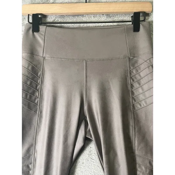 Athleta Delancey Gleam Moto Tight Leggings Taupe S Shiny Biker Athleisure New - Image 2