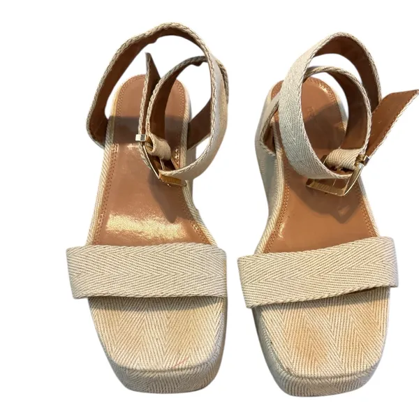 ASOS Design Wide Fit Tati Flatform Sandals Nuetral Size 5 - Image 2