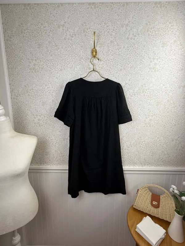 Madewell Black Pleated Button-Front Mini Dress - Size - Small - Image 6
