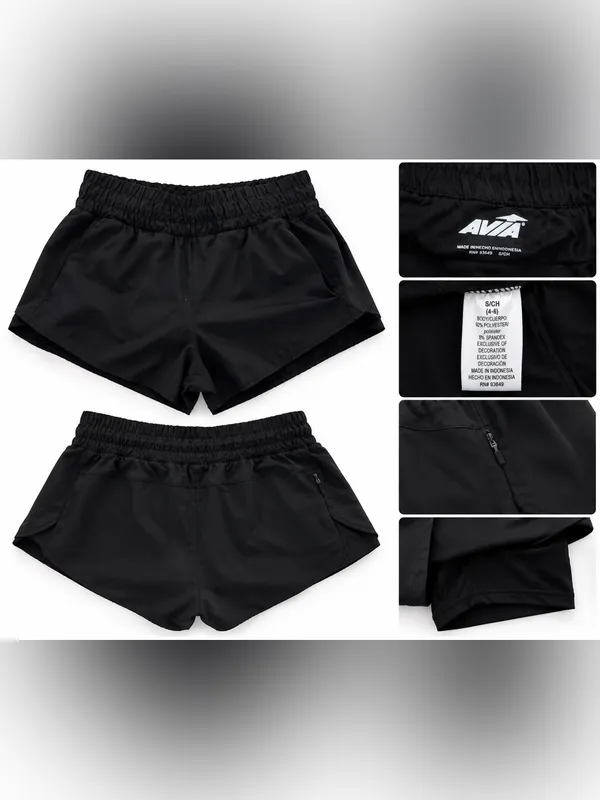Avia Black Women's Athletic Shorts with Elastic Waist xs - Image 2