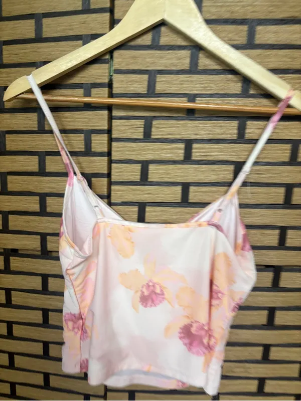Pink rose pink floral mesh cami size medium - Image 2
