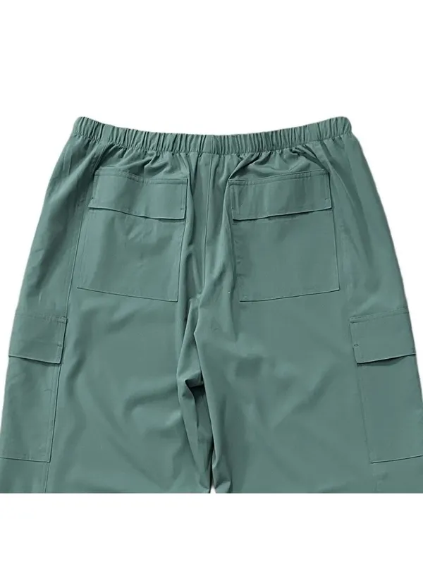 PINK Tech Stretch Cargo Parachute Pants Green Size Large - Image 4