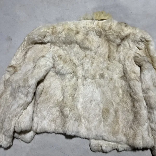 Vintage Natural Rabbit Fur Jacket W/ Fluffy Collar Women's SZ Medium CLASSY - Image 10