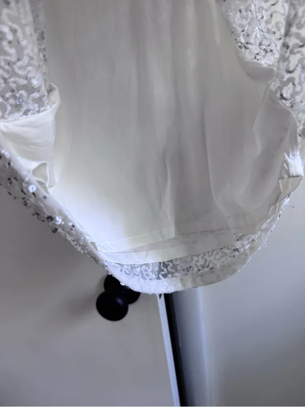 Retrofete Carnegie Sequin white silver beaded dress size small NWT - Image 8