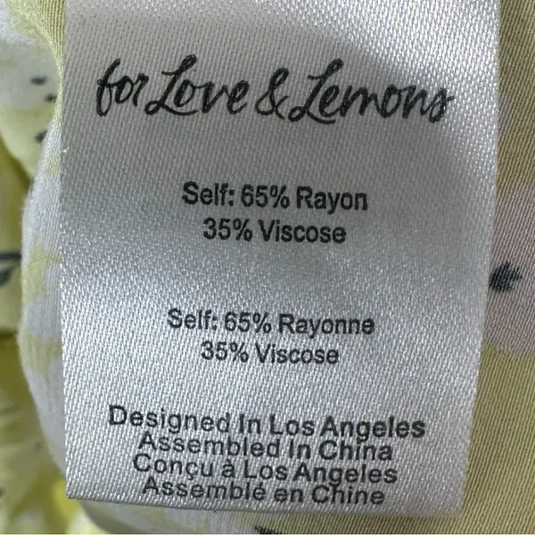 For Love & Lemons Chrysanthemum Mini Dress Lemonade Yellow Floral Medium - Image 15