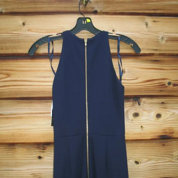 NWT Betsy & Adam Arielle Blue Size 2 Ruffle Hem Halter Gown Dress - Image 11