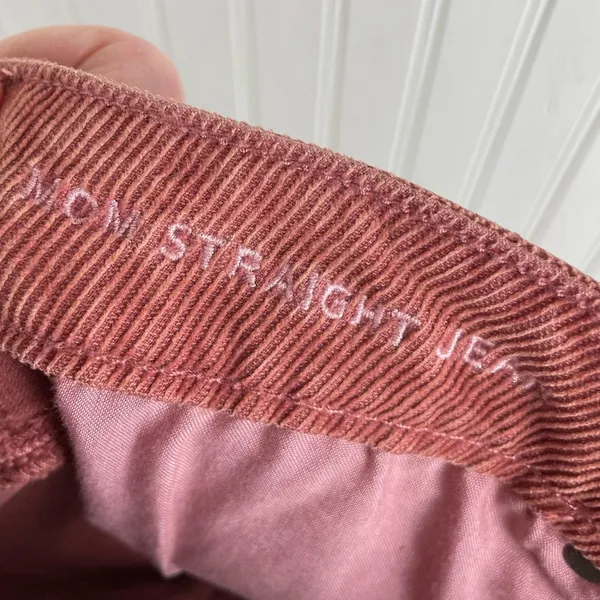 American Eagle Mom Straight Jean Corduroy Pants Stretch Size 4 Salmon Pink Rust - Image 7