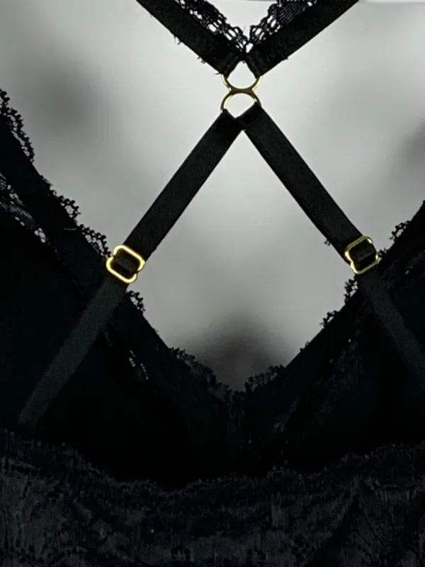 Aerie Bralette XL Black Lace Strappy Racerback Wireless Pullover Bra - Image 6