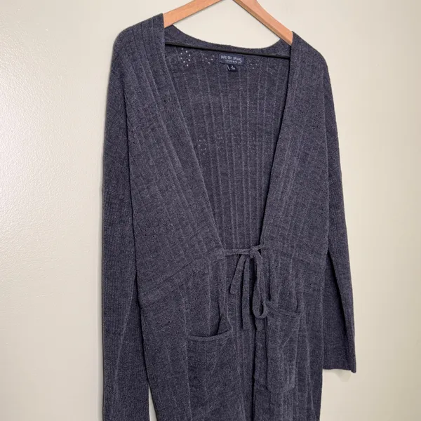Barefoot Dreams CozyChic Ultra Lite Ribbed Cardigan Sweater Navy Blue Size Small - Image 4