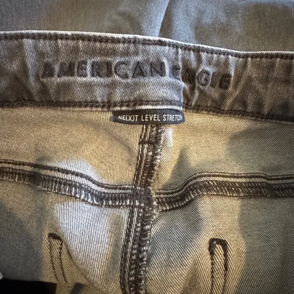 American Eagle Skinny‎ Jeans 14 Black Distressed High Rise Frayed Jegging Punk - Image 6