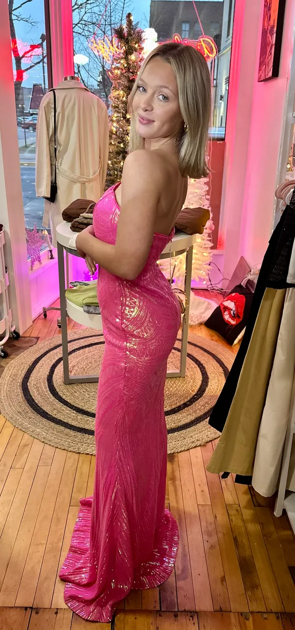 Boutique Pink Strapless Maxi Dress - Image 2