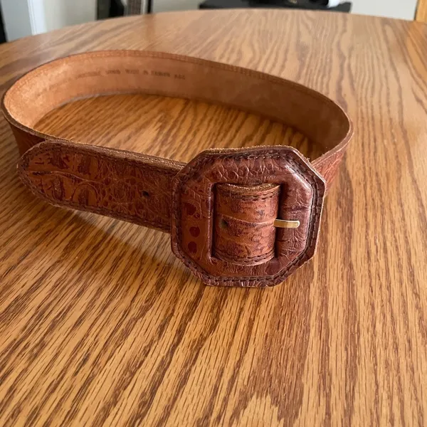 Woodward Cowhide Leather Crocodile Embossed Brown Belt Size M - Image 3
