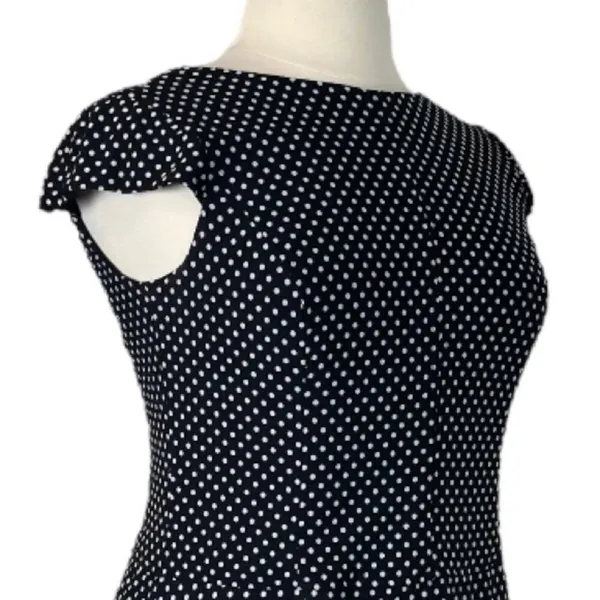 Nine & Co Aline Dress Cap Sleeves Black White Polka Dot Boatneck Women’s Size 14 - Image 6