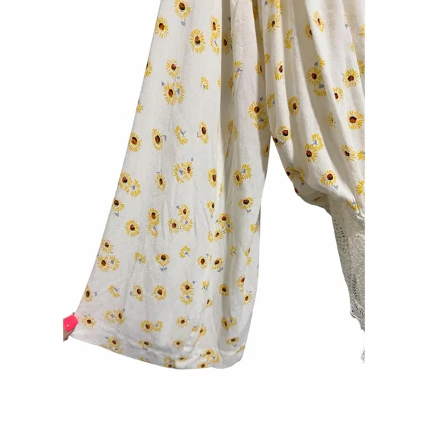 Free People Intimately "Forties Feels" Sunflower Print Bell Sleeve‎ Bodysuit Sm - Image 9