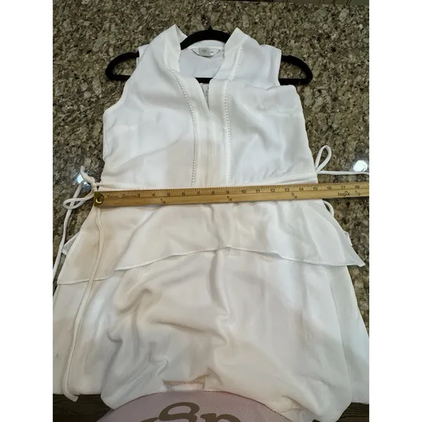 Club‎ Monaco Raelee Sleeveless V-Neck Peplum Dress Size 0 White - Image 8
