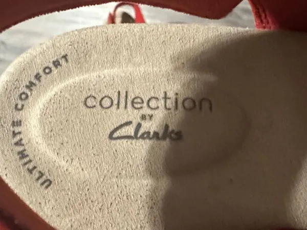 Clarks Red  Wedge Sandals with Cork Platform - Image 3