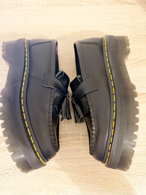 DR. MARTENS ADRIAN QUAD LEATHER PLATFORM TASSLE LOAFERS Black Size 7 - Image 6
