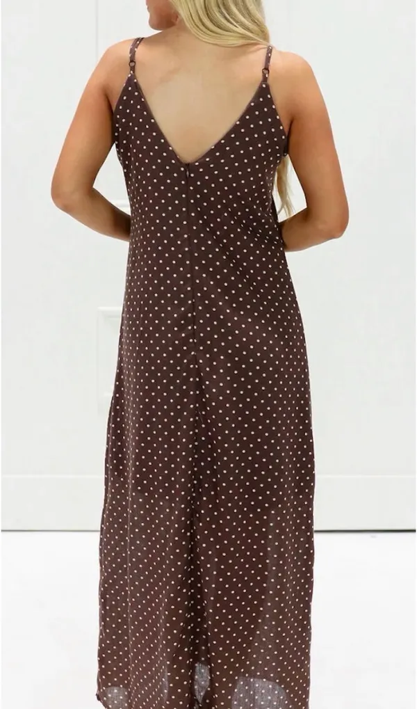 BOUTIQUE POLKA DOT DRESS Brown Size M - Image 3