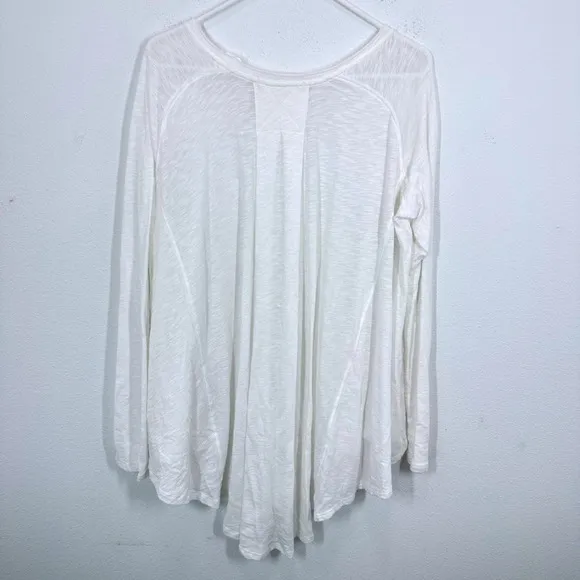 We The‎ Free Women's White Long Sleeve Cotton Blend Tunic Top Gauzy Oversized - Image 2