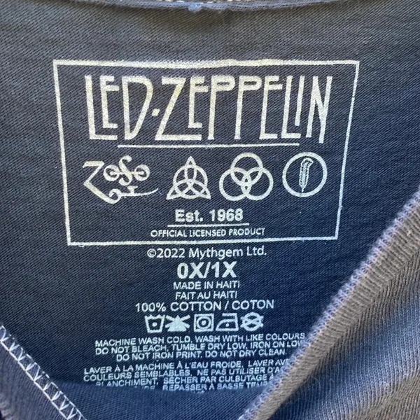 Led Zeppelin Womens plus size 0/1X short sleeve Grey blue concert band tee - Image 5