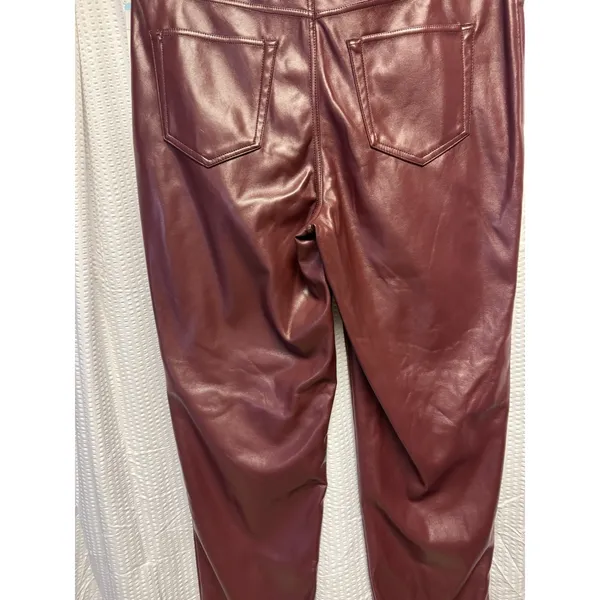 Joie Women's Size 10 Burgundy Faux Leather‎ Straight Leg Pants NWT Lined - Image 9