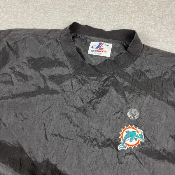 Miami Dolphins Jacket Mens 2XL Black NFL Logo Athletic Pullover Windbreaker - Image 2