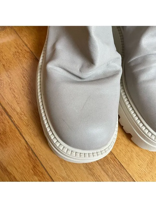 Free People Emma Ruche leather Boots grey white chunky sole Sz 39.5 - Image 12