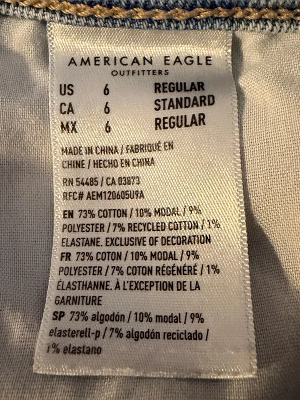 AMERICAN EAGLE High Rise Distressed Mom Straight Jeans, Size 6, Light Wash - Image 14