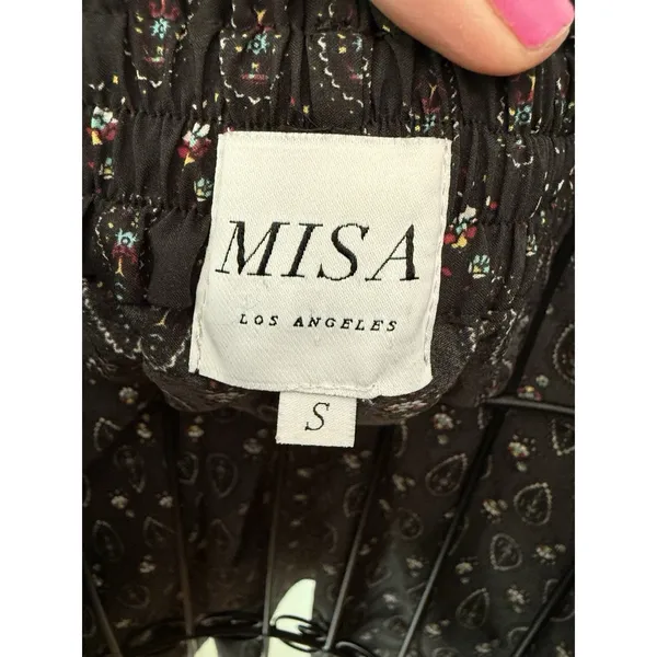 Misa Los Angeles Saskiya Black Multi Off-The-Shoulder‎ Printed Blouse Size Small - Image 5