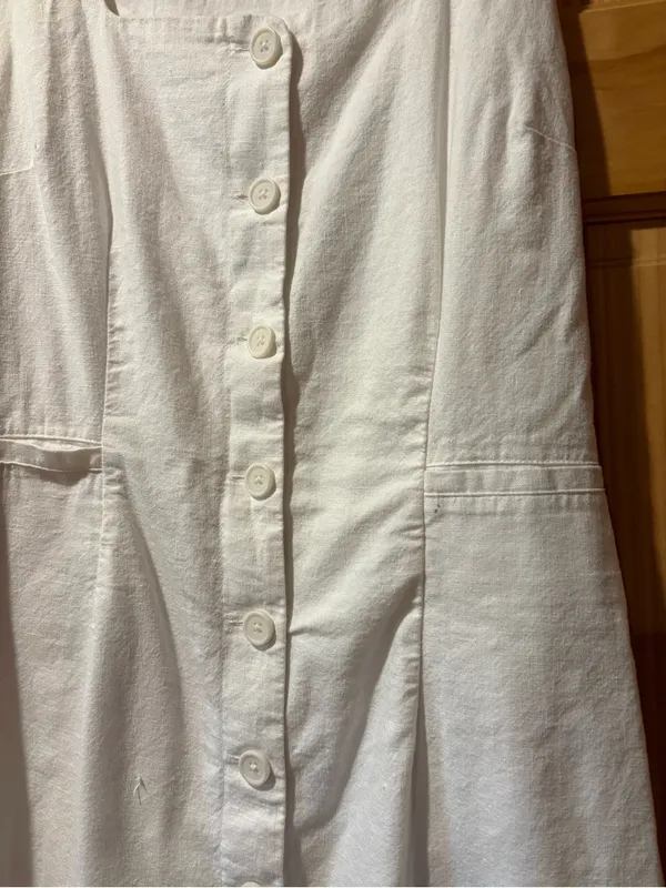 New Day Button-Front Square-Neck White Linen Blend Dress women’s XL - Image 3