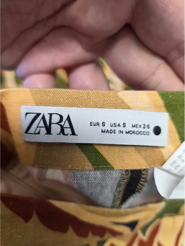 Zara Womens tropical leaf linen blend tiered ruffle skirt Small Hawaiian Beach - Image 7