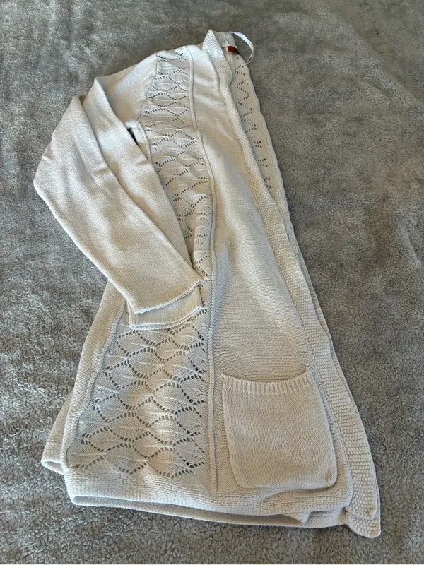 Women’s Belldini Brand White Long Length Open-Front Knit Cardigan Sweater - Image 6