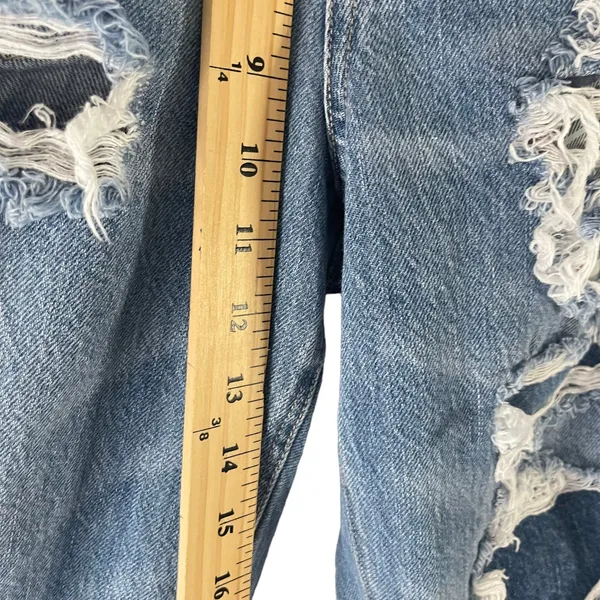 American Eagle Women's Size 8 Mom Plaid Patch‎ Distressed Straight Jeans - Image 12