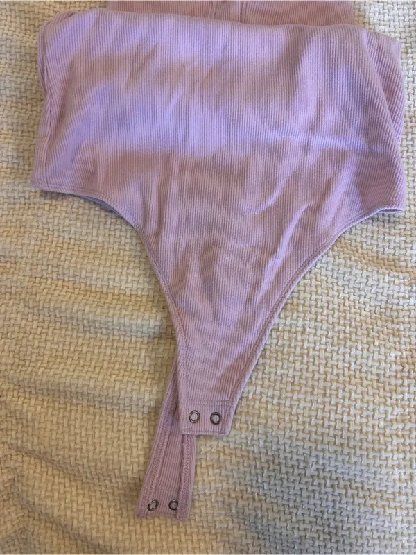Abercrombie & Fitch Lilac Ribbed Polo Tank Bodysuit - Image 5